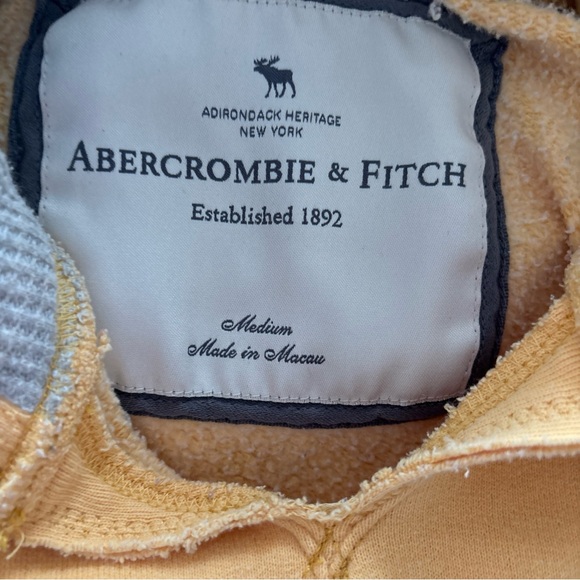 Abercrombie & Fitch Heavy Thermal Hoodie Yellow Distress Destroyed Size Med Y2K - Picture 3 of 6